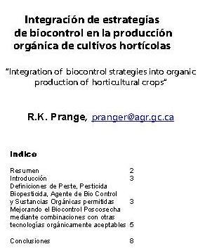 Integración de estrategias de biocontrol en la producción orgánica de cultivos hortícolas